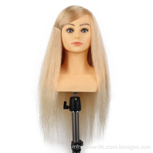 human hair practice head blond,100% hand insert practice hair doll head